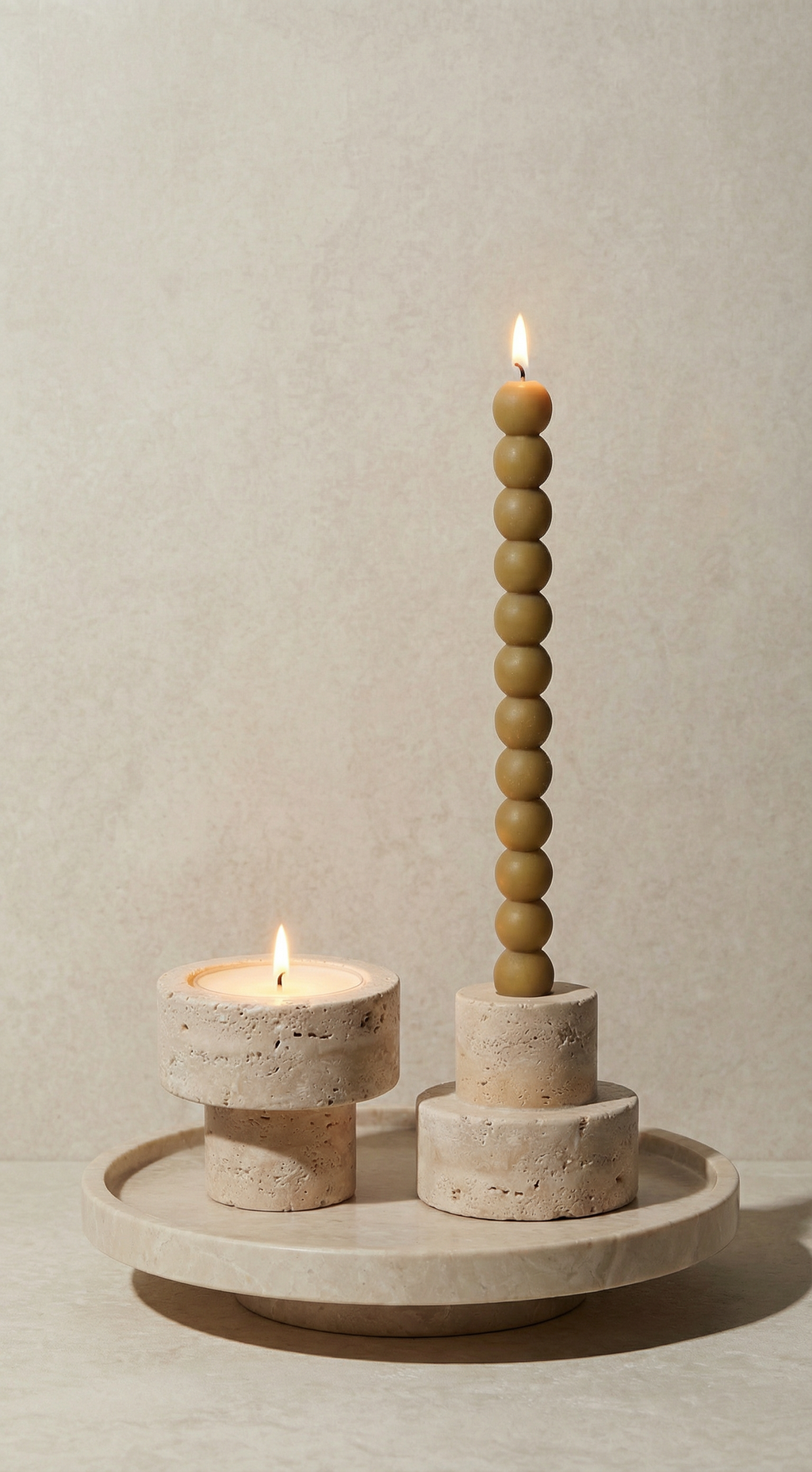 Dual Candle Holder - Travertine (1 Piece)