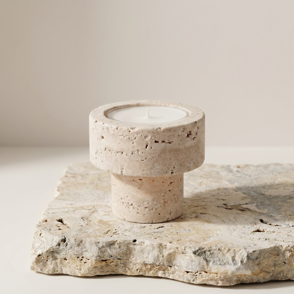 Dual Candle Holder - Travertine (1 Piece)