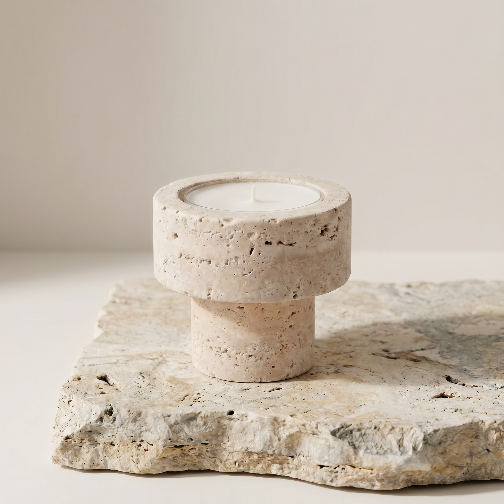 Dual Candle Holder - Travertine (1 Piece)