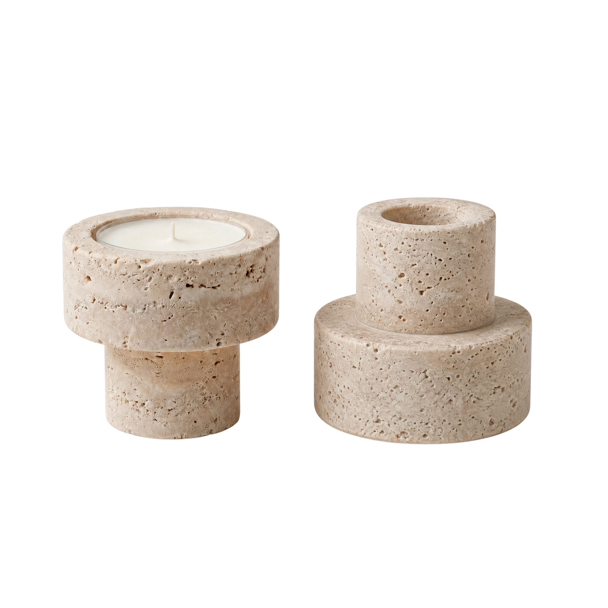 Dual Candle Holder - Travertine (1 Piece) Humble The Urban Hive