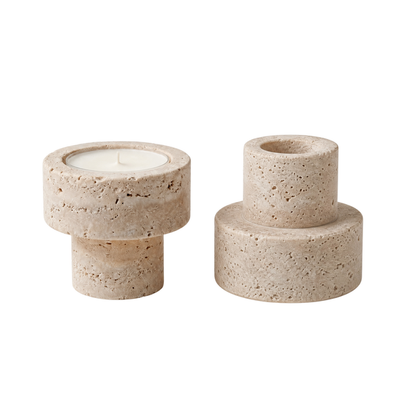 Dual Candle Holder - Travertine (1 Piece)